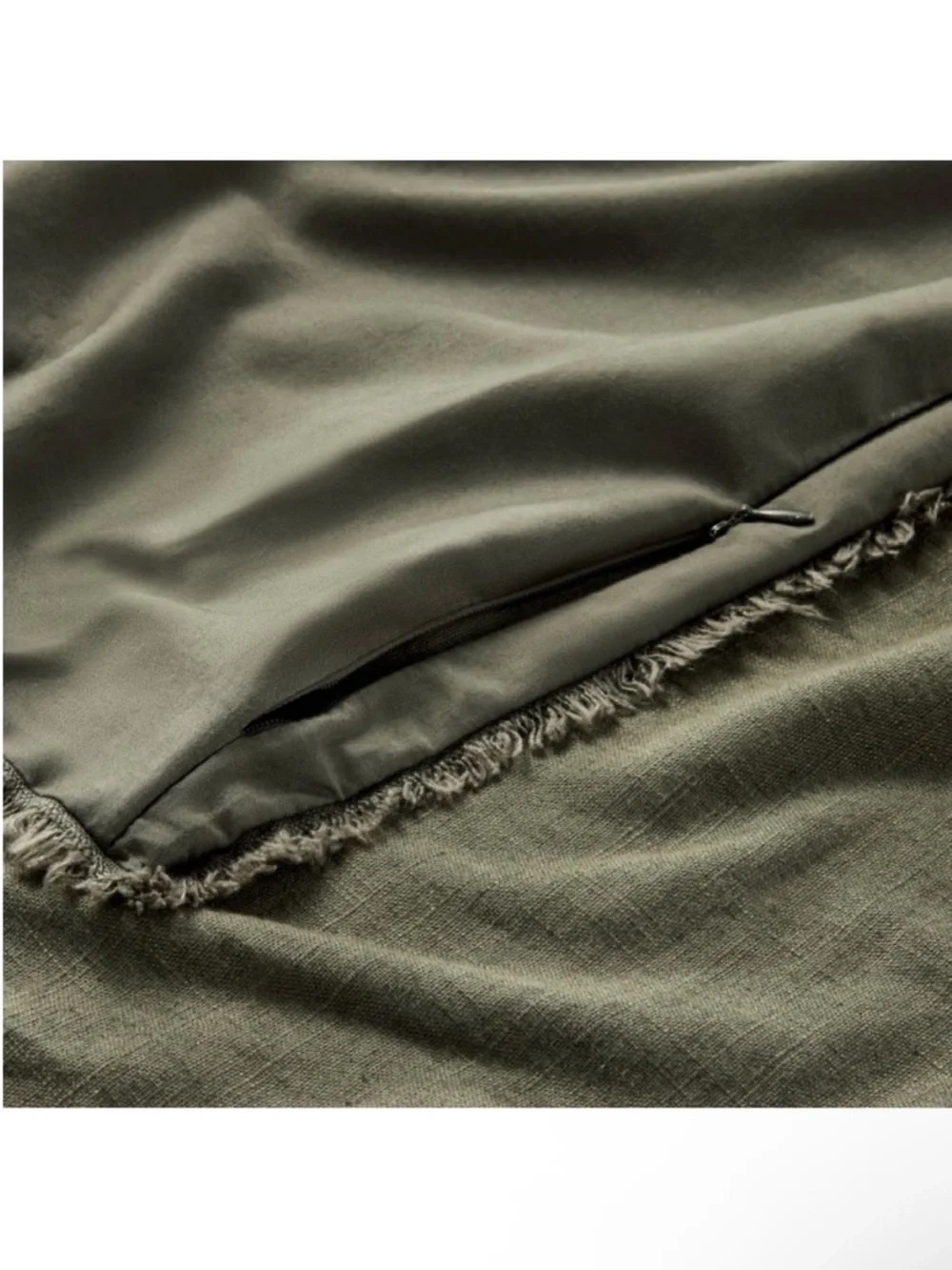 NWT Full/Queen Heavyweight Linen Blend Duvet Cover and Sham Set Olive Green